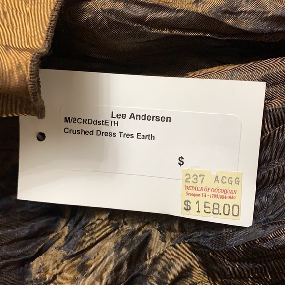 Lee Andersen - Crushed Silk Midi Scoop Neck Dress Tres Earth Bronze NEW - Picture 5 of 8